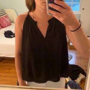 Black silk flowy top